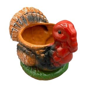 Vintage Ceramic Turkey Planter Fall Thanksgiving Decor